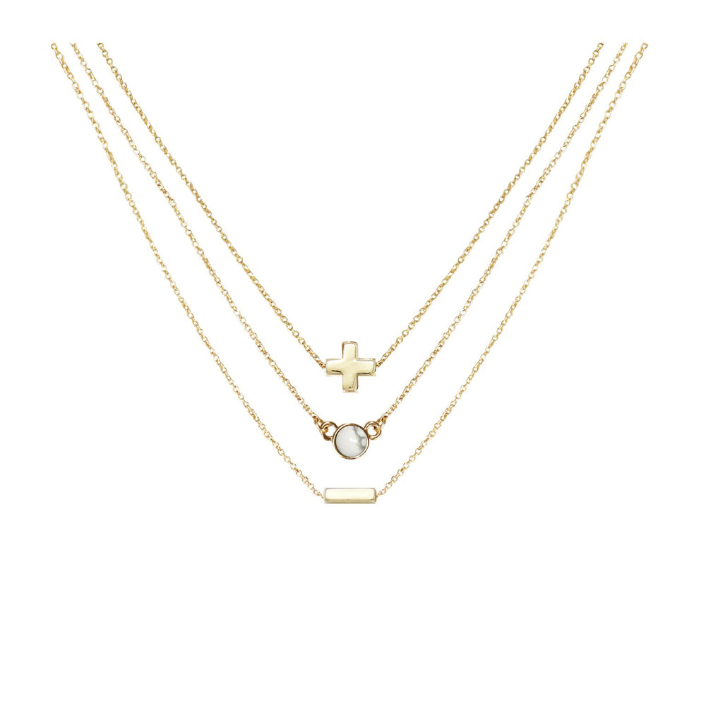 Howlite & 18k Gold Plated Necklace Set of 3