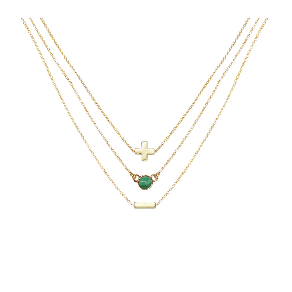 Malachite & 18k Gold Plated Necklace Set of 3