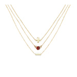 Red Jasper & 18k Gold Plated Necklace Set of 3