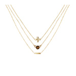 Tiger's Eye & 18k Gold Plated Necklace Set of 3