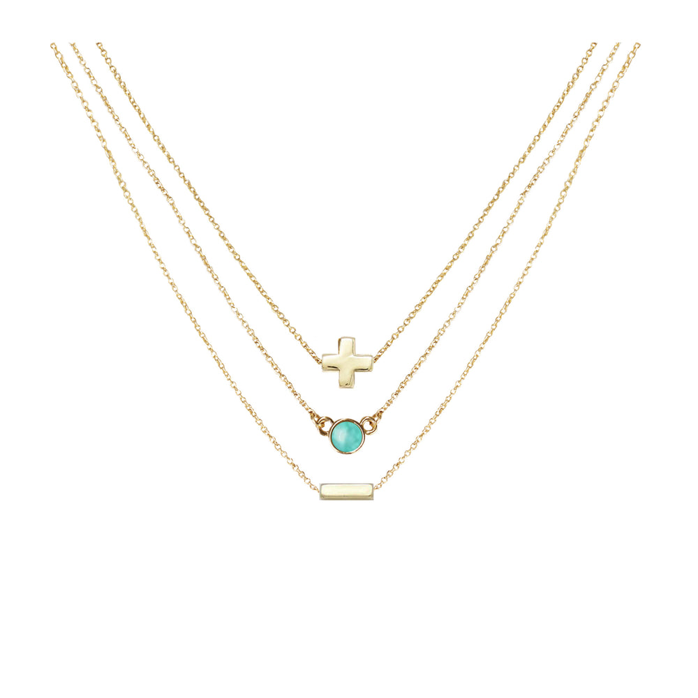 Turquoise & 18k Gold Plated Necklace Set of 3
