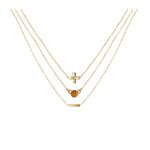 Orange Aventurine & 18k Gold Plated Necklace Set of 3