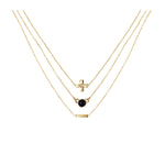 Onyx & 18k Gold Plated Necklace Set of 3