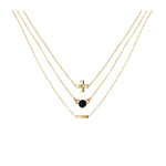 Onyx & 18k Gold Plated Necklace Set of 3