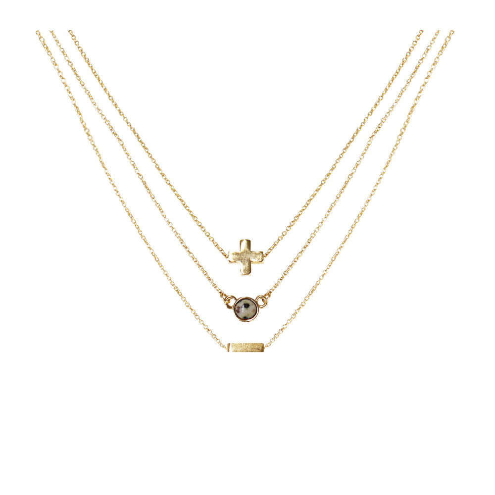 Dalmatian Jasper & 18k Gold Plated Necklace Set of 3