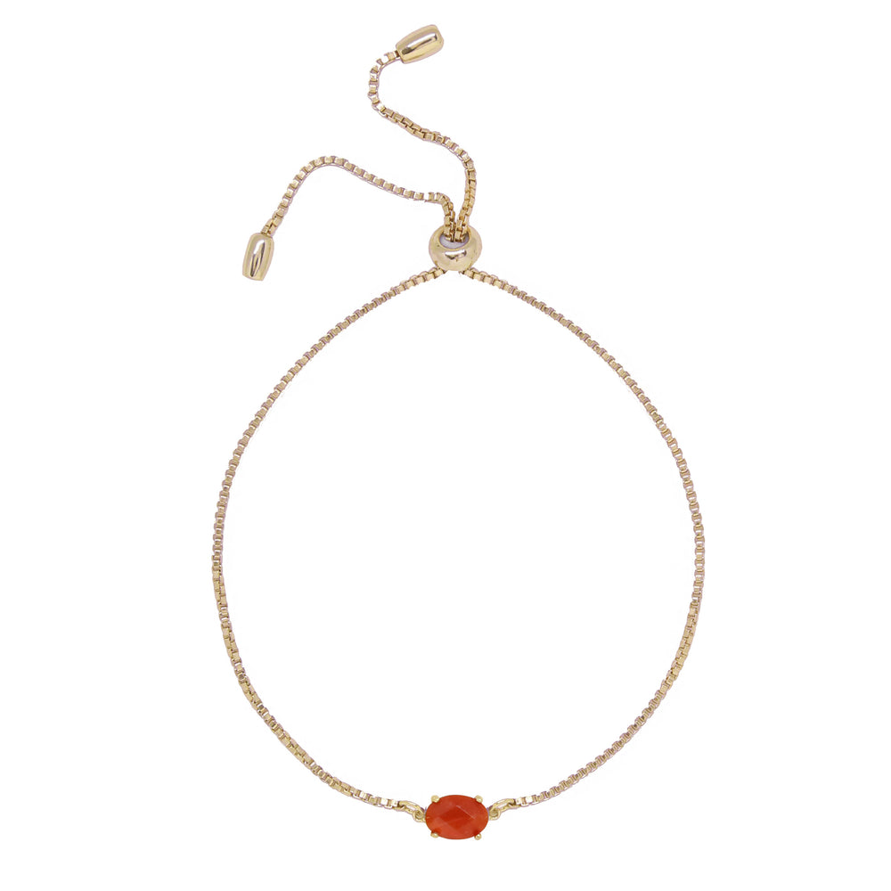 Carnelian & Gold Adjustable Chain Bracelet