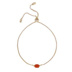 Carnelian & Gold Adjustable Chain Bracelet on white