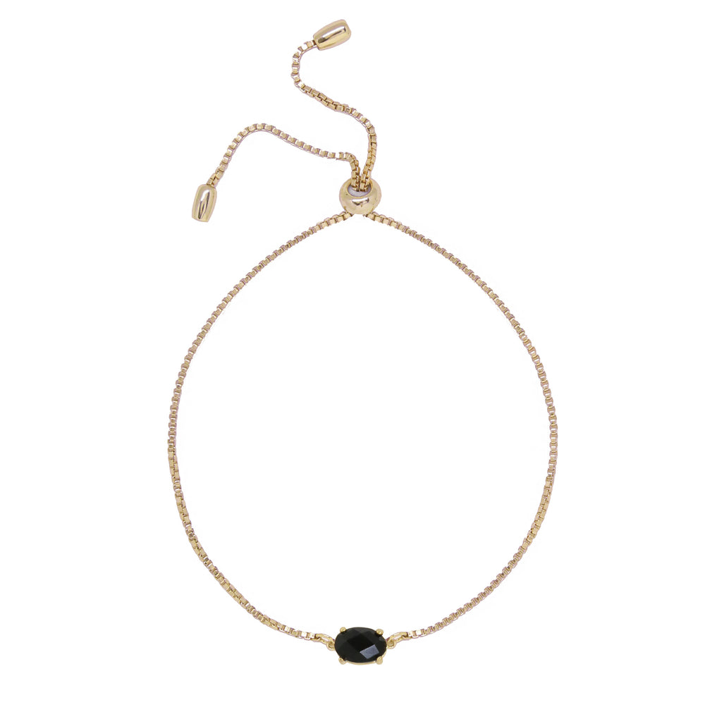 Onyx & Gold Adjustable Chain Bracelet on white
