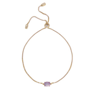 Amethyst & Gold Adjustable Chain Bracelet on white