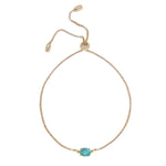 Turquoise & Gold Adjustable Chain Bracelet