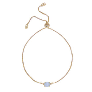 Blue Agate & Gold Adjustable Chain Bracelet on white