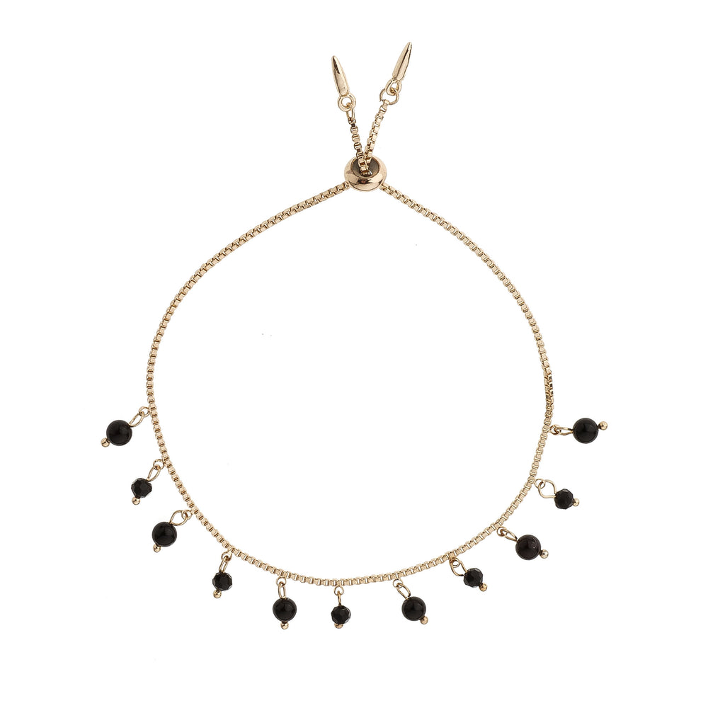 Onyx & Gold Adjustable Charm Bracelet on white