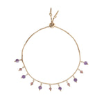 Amethyst & Gold Adjustable Charm Bracelet