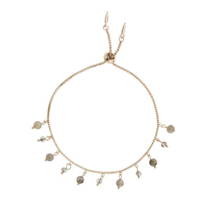 Labradorite & Gold Adjustable Charm Bracelet on white