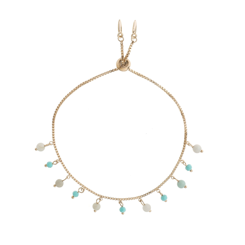 Amazonite & Gold Adjustable Charm Bracelet