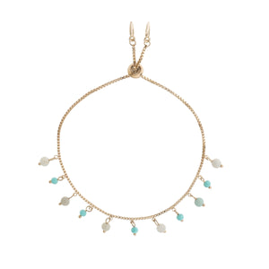 Amazonite & Gold Adjustable Charm Bracelet on white