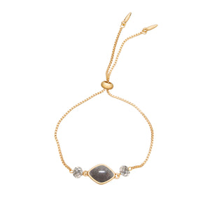 Labradorite & Gold Adjustable Stone and Bead Bracelet on white
