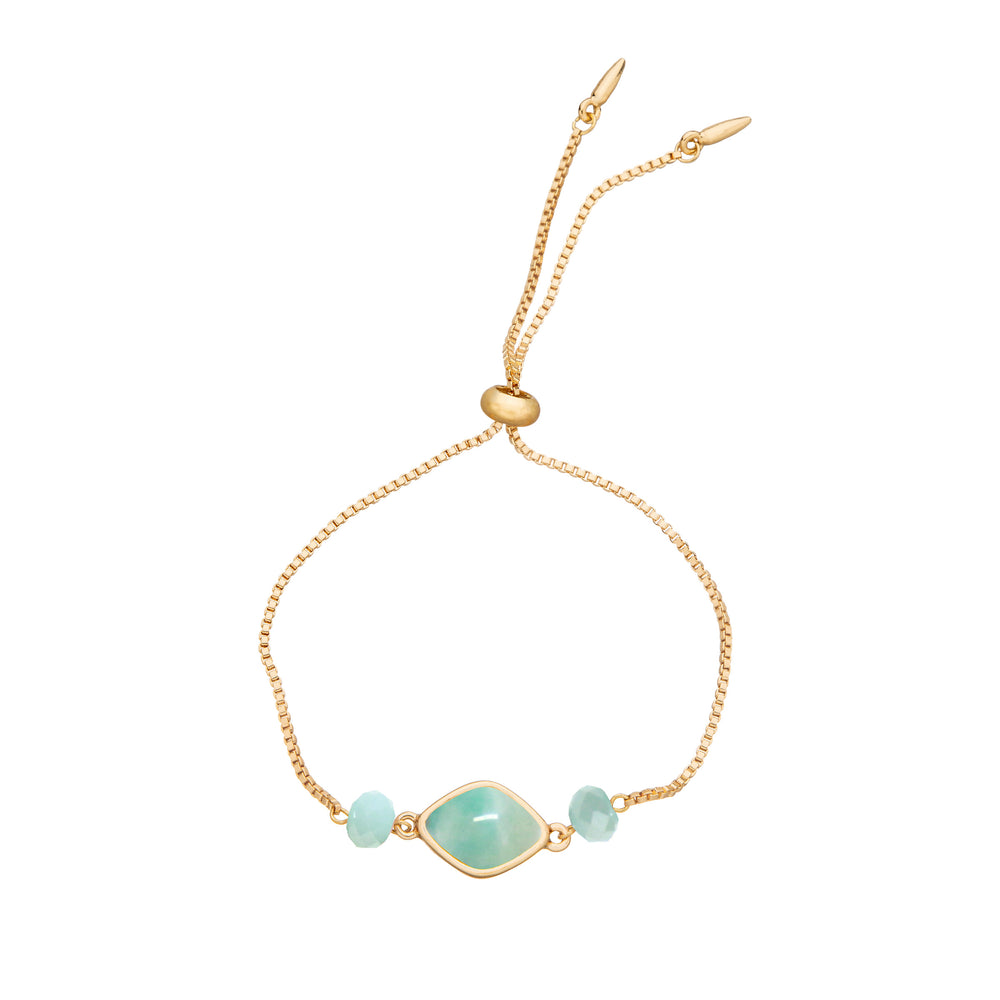 Amazonite & Gold Adjustable Stone and Bead Bracelet