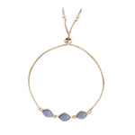 Blue Agate & Gold Adjustable Triple Gemstone Bracelet