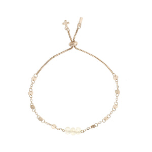Opal & Gold Adjustable Raw Cut Mini Stones Bracelet on white