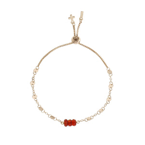 Carnelian & Gold Adjustable Raw Cut Mini Stones Bracelet on white