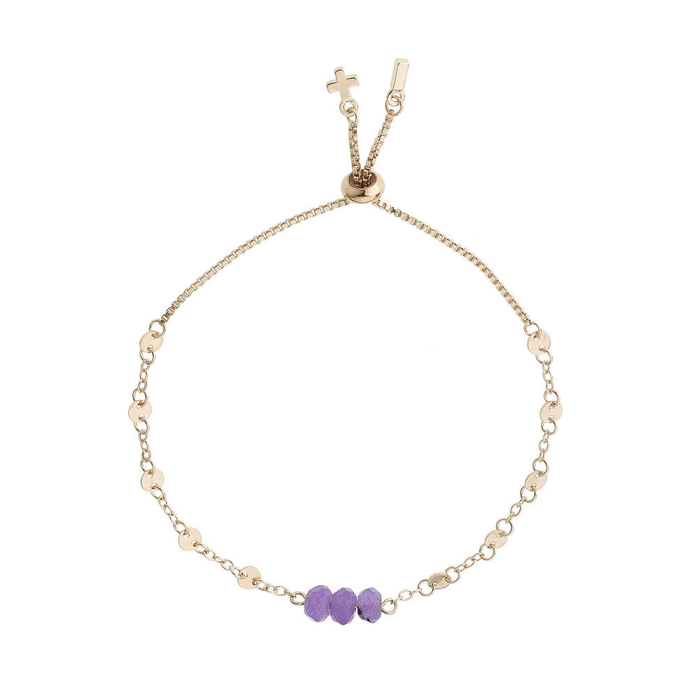 Amethyst & Gold Adjustable Raw Cut Mini Stones Bracelet