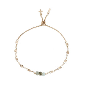 Amazonite & Gold Adjustable Raw Cut Mini Stones Bracelet on white