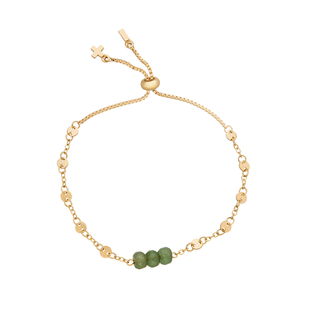 Aventurine & Gold Adjustable Raw Cut Mini Stones Bracelet