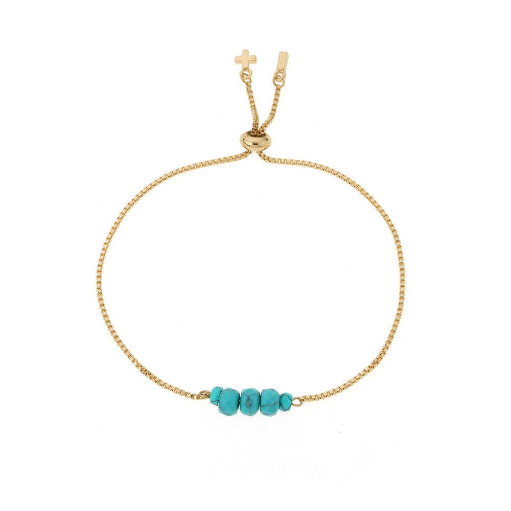 Turquoise & Gold Adjustable 5 Mini Stones Bracelet