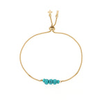 Turquoise & Gold Adjustable 5 Mini Stones Bracelet