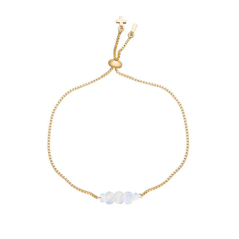 Opal & Gold Adjustable 5 Mini Stones Bracelet on white