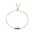 Amethyst & Gold Adjustable 5 Mini Stones Bracelet