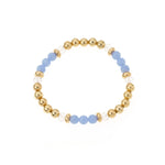 Blue Agate & Gold Elastic Bead Bracelet