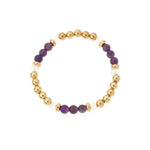 Amethyst & Gold Elastic Bead Bracelet