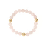 Rose Quartz & Triple Gold Bead Elastic Bracelet