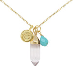 Turquoise & Gold Charm Necklace