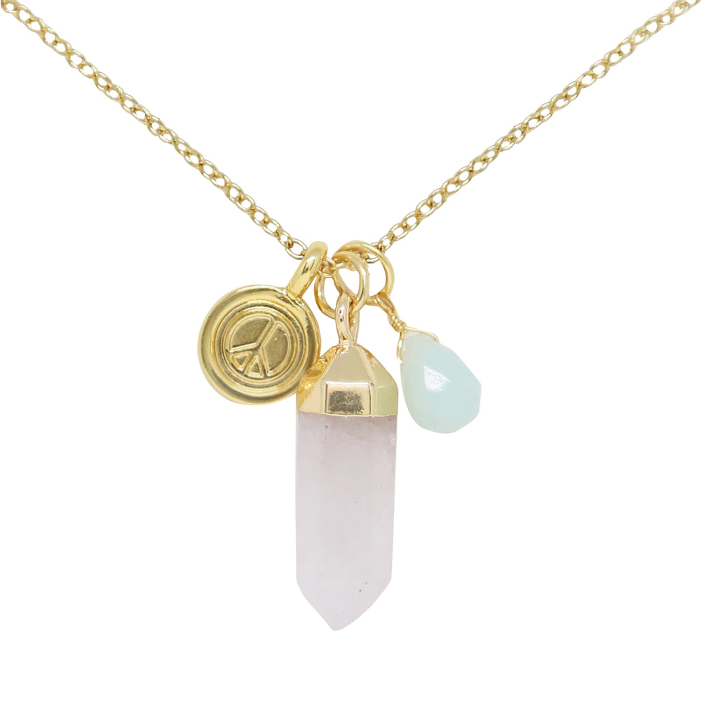 Amazonite & Gold Charm Necklace