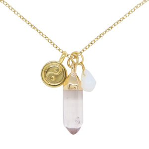 Opal & Gold Charm Necklace on white