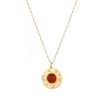 Carnelian & Gold Astronomy Circle Pendant Necklace