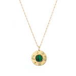 Malachite & Gold Astronomy Circle Pendant Necklace