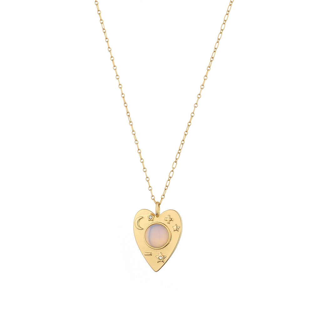 Opal & Gold Planchette Pendant Necklace on white