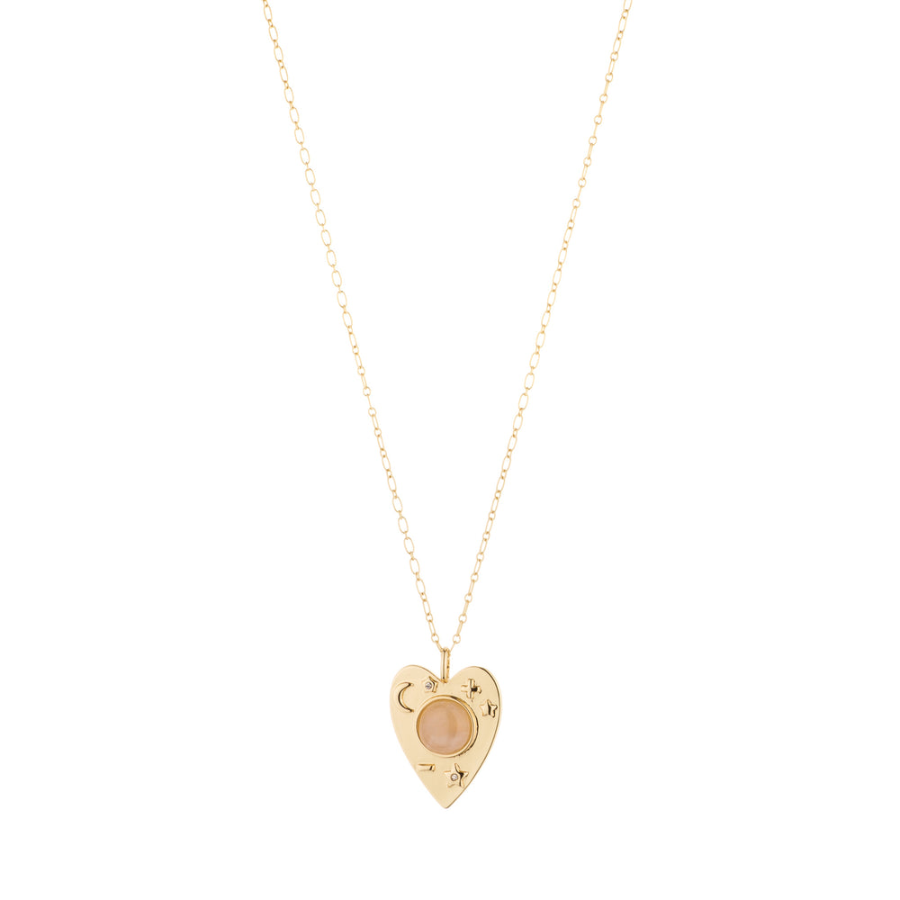 Rose Quartz & Gold Planchette Pendant Necklace