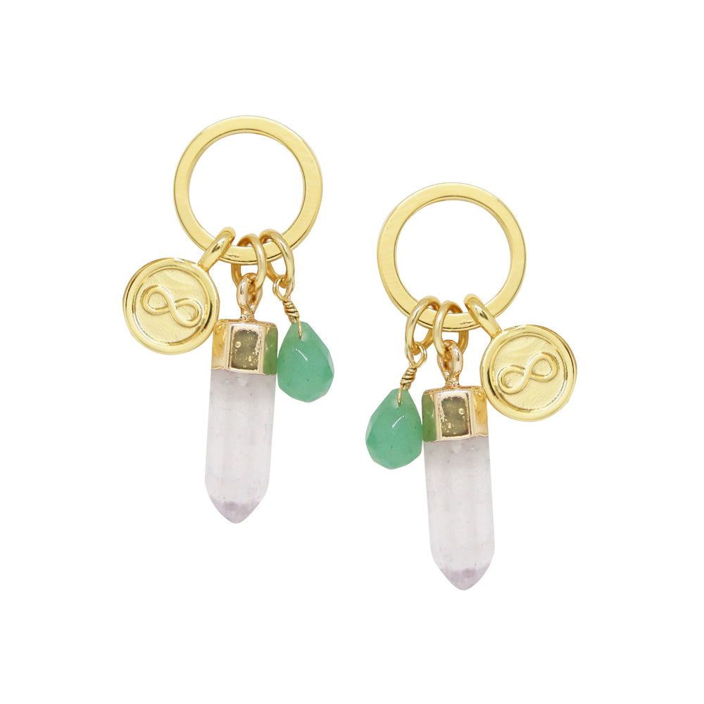 Aventurine & Gold Charm Earrings