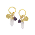 Amethyst & Gold Charm Earrings