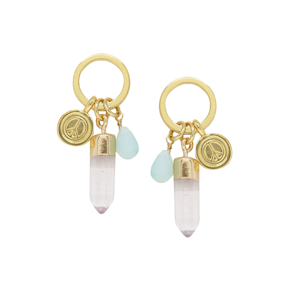 Amazonite & Gold Charm Earrings