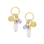 Blue Agate & Gold Charm Earrings