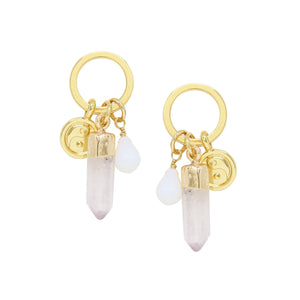 Opal & Gold Charm Earrings on white