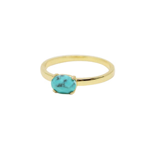 Turquoise & Gold Stacking Stone Ring on white