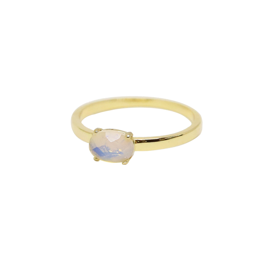 Opal & Gold Stacking Stone Ring on white