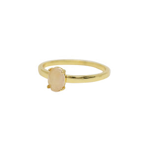 Rose Quartz & Gold Stacking Stone Ring on white